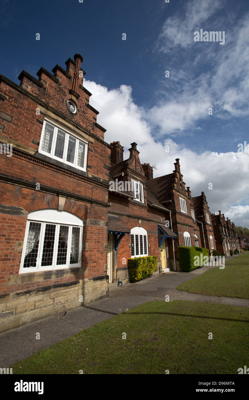 Dorf Port Sunlight, England. malerischen Blick auf Wood Street Cottages in Port Sunlight. Stockfoto