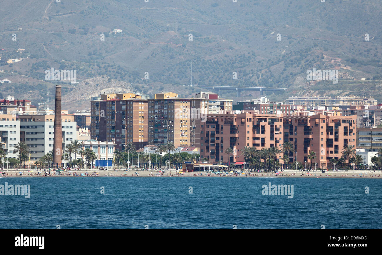 Waterside Gebäude in Malaga, Andalusien Spanien Stockfoto
