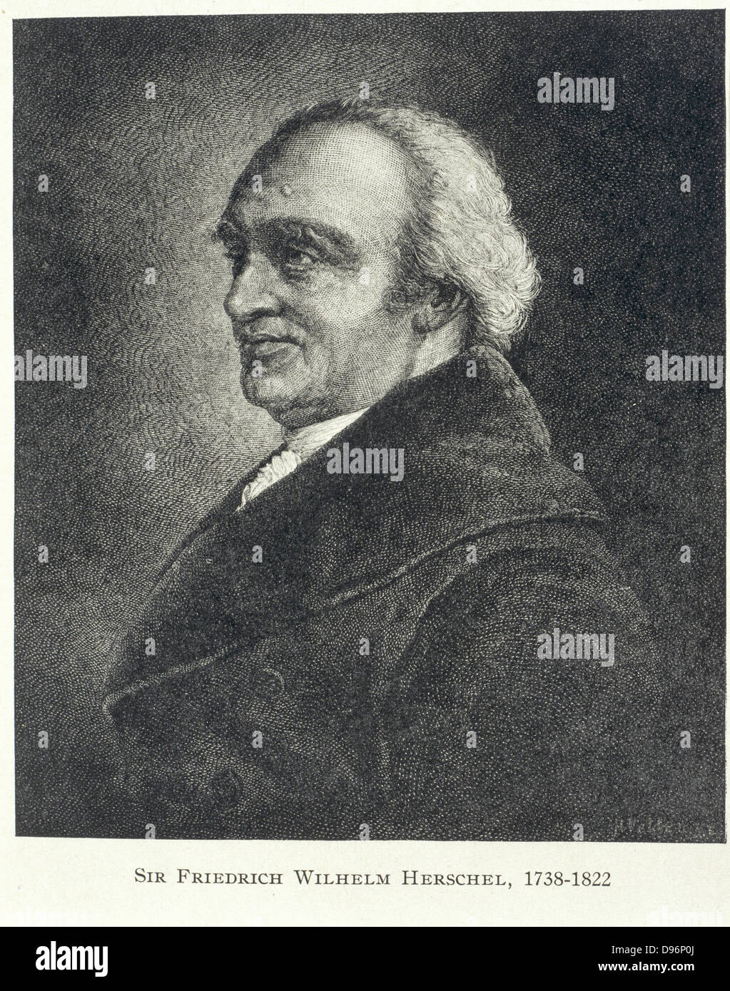 William Herschel (1738-1822) Deutschland geborener englischer Astronom: Erste neue Planeten seit der Antike, Uranus entdeckt. Gebaut Teleskope einschließlich seiner berühmten 40 ft Reflektor. Gravur Stockfoto