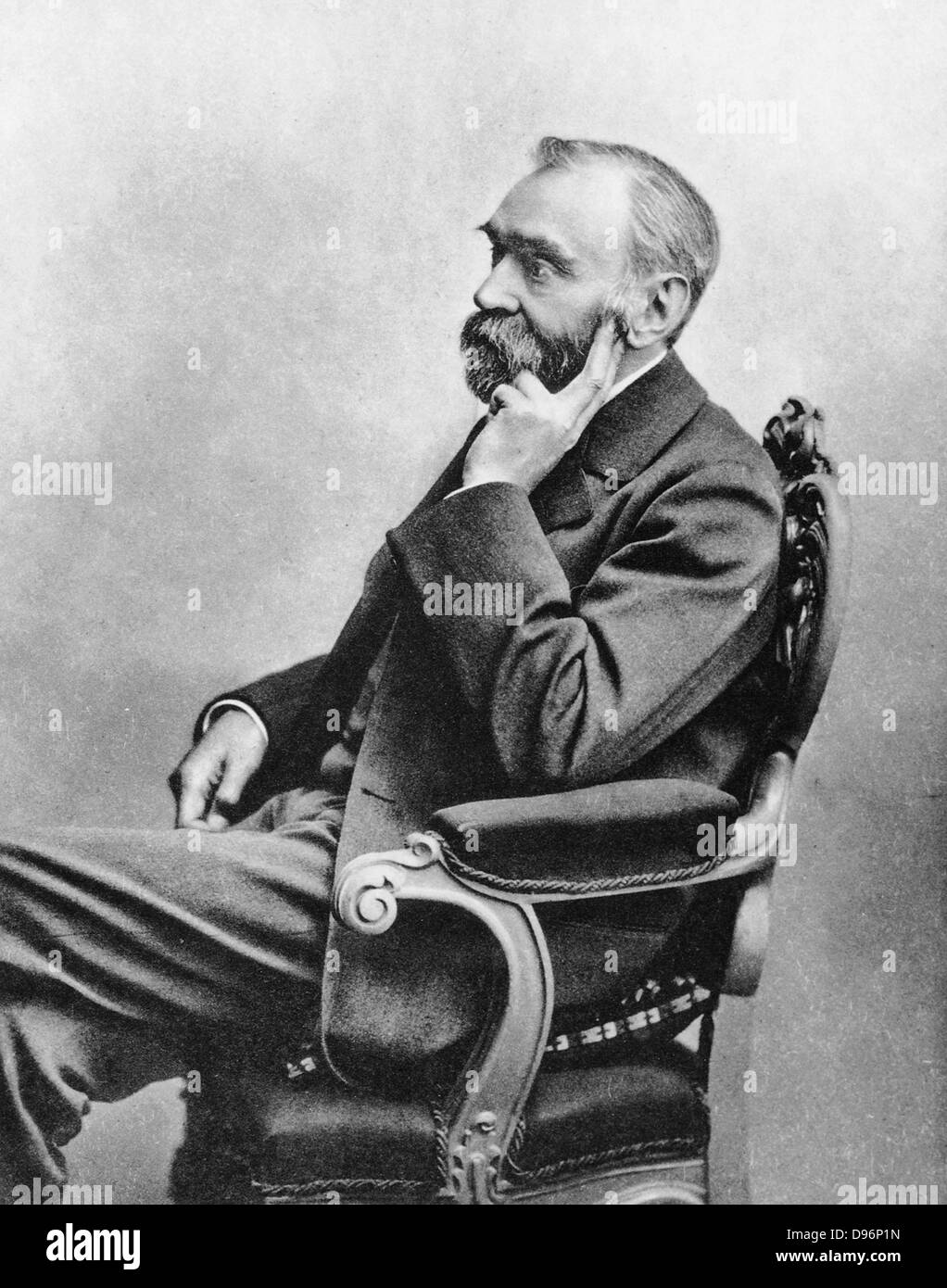 Alfred Nobel (1833-96), schwedischer Chemiker und Erfinder. Dynamit. Dotierten Nobelpreise Stockfoto