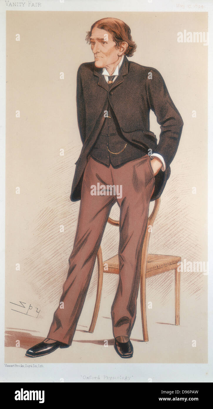 John Scott Burdon-Sanderson (1828-1905), britischer Physiologe. Regius Professor für Medizin in Oxford und Präsident der britischen Gesellschaft zur Förderung der Wissenschaft von 1893. Cartoon von "Vanity Fair". (London, 17. Mai 1894). Stockfoto