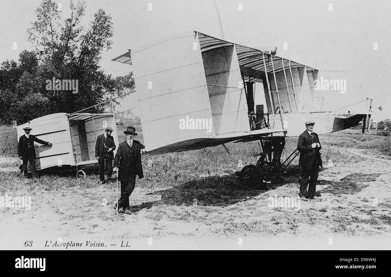 Voisin Doppeldecker, 1910. Aus einem Foto Stockfoto