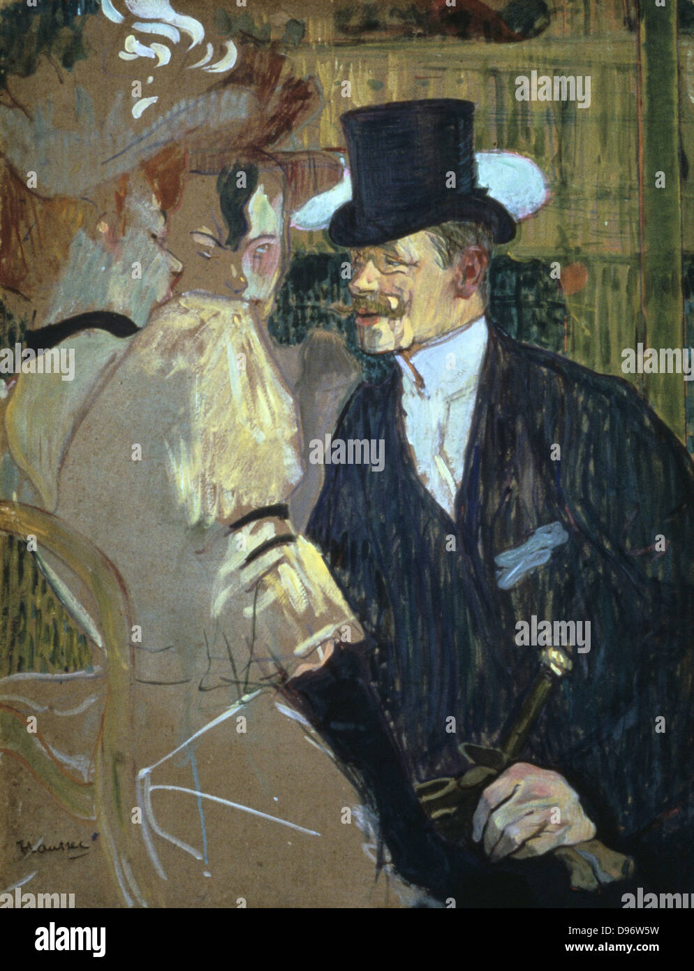 Der Engländer (William Warrener) im Moulin Rouge" 1892: von Henri de toulouse-lautrec (1864-1901), französischer Maler, Zeichner und Illustrator. Öl auf Pappe. Stockfoto