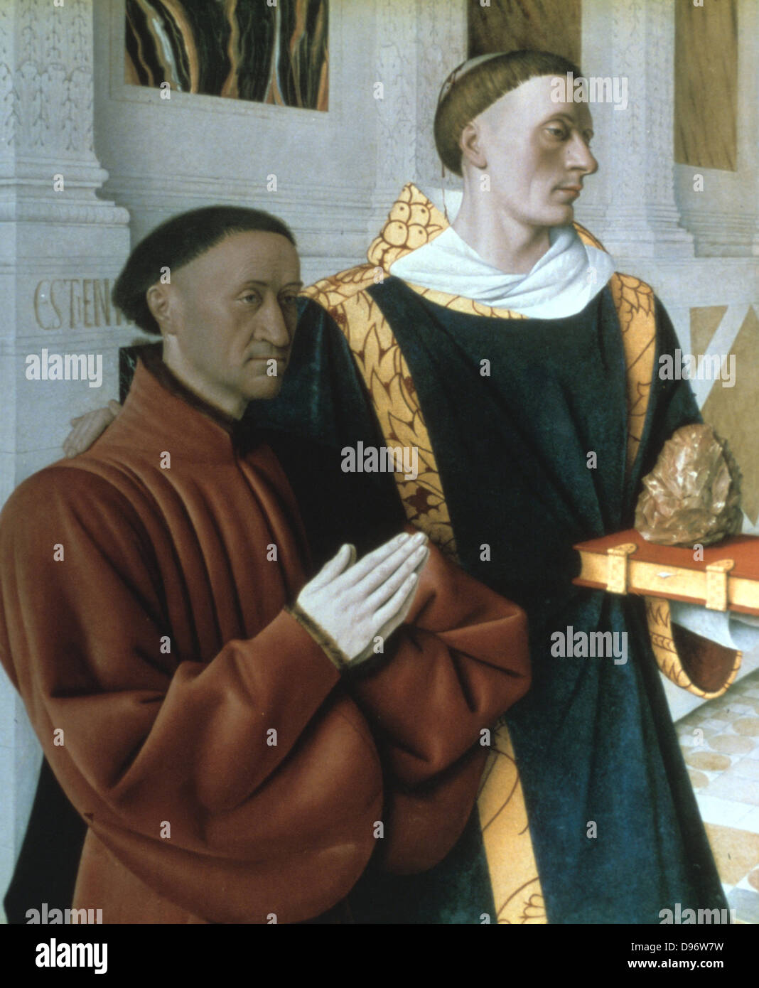 Etienne Chevalier und St. Stephan "1450: französische Maler Jean Fouquet (1420-1481). Stockfoto