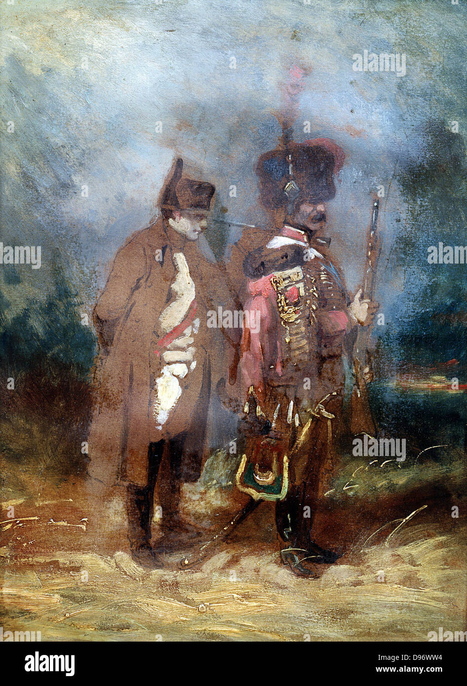 Der Kaiser Napoleon I. während der Französischen Kampagne, 1814'. Napoleon Bonaparte (1769-1821). Anonym, 19. Öl auf Leinwand. Stockfoto