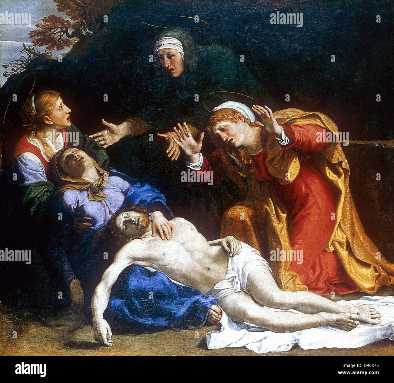 Die drei Marien (betrauert der tote Christus) 1604. Annibale Carraci (1560-1609). Öl auf Leinwand. Stockfoto