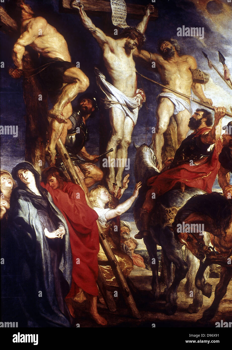 Le Coup de Lance ". Soldaten der Seite Christi piercing, um sicherzustellen, war er tot. Rubens (1577-1640), flämischer Maler. Stockfoto