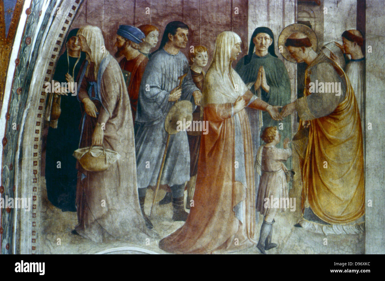 Der hl. Stephanus Almosen geben in Rom". Fra Angelico (Guido di Pietro/Giovanni da Fiesole c 1400-55) Italienische Maler. Fresko, Kapelle Nikolaus V., Vatikanischen Palast. Stockfoto