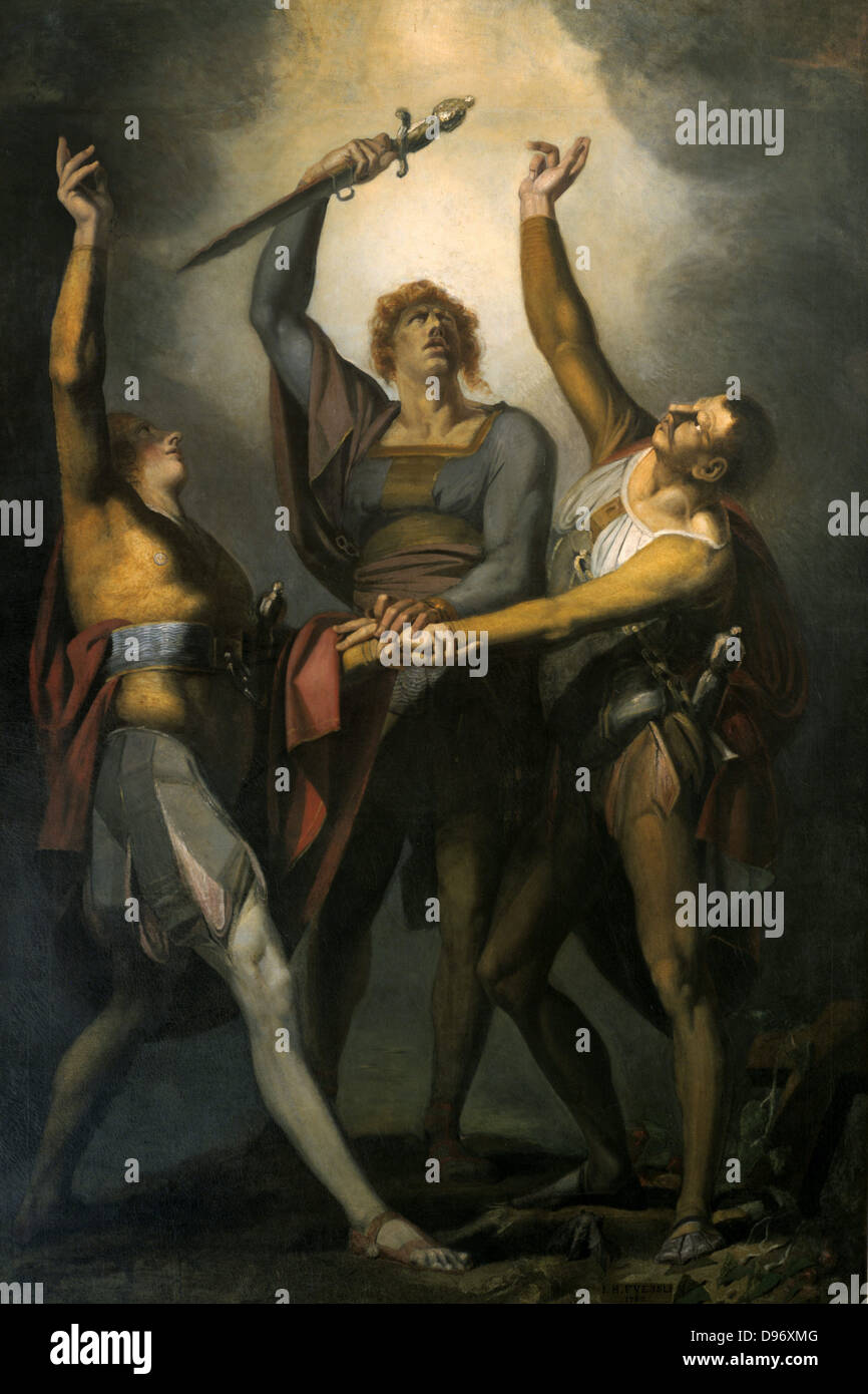 Der Schwur auf die rutli'. Swiss Revolution von 1307. Vertreter der Schweizer Kantone auf der Rutli Vereidigung des österreichischen Kaiserreiches zu stürzen. Henry Fuseli (Johann Heinrich Fussli - 1741-1825) in der Schweiz geborene britische Maler. Öl auf Leinwand. Stockfoto