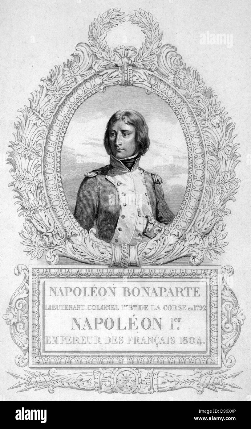 Napoleon ich (1769-1821). Gravur. Stockfoto