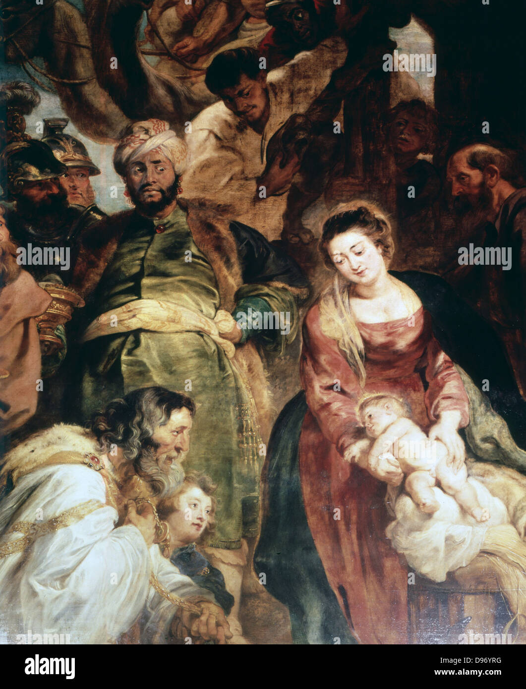 Anbetung der Könige, 1624: Flämische Maler Rubens (1577-1640). Öl auf Holz. Stockfoto