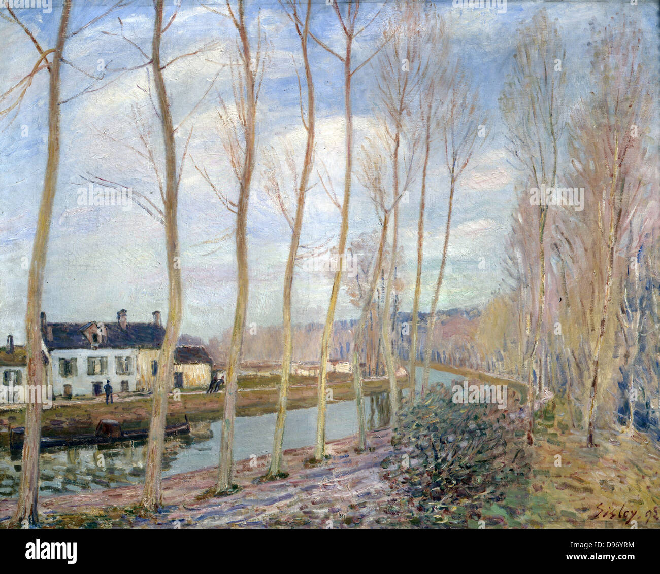 Der Kanal Loing bei Moret "1892: Alfred Sisley (1839-1899) französischer Maler und Grafiker. Öl auf Leinwand. Stockfoto