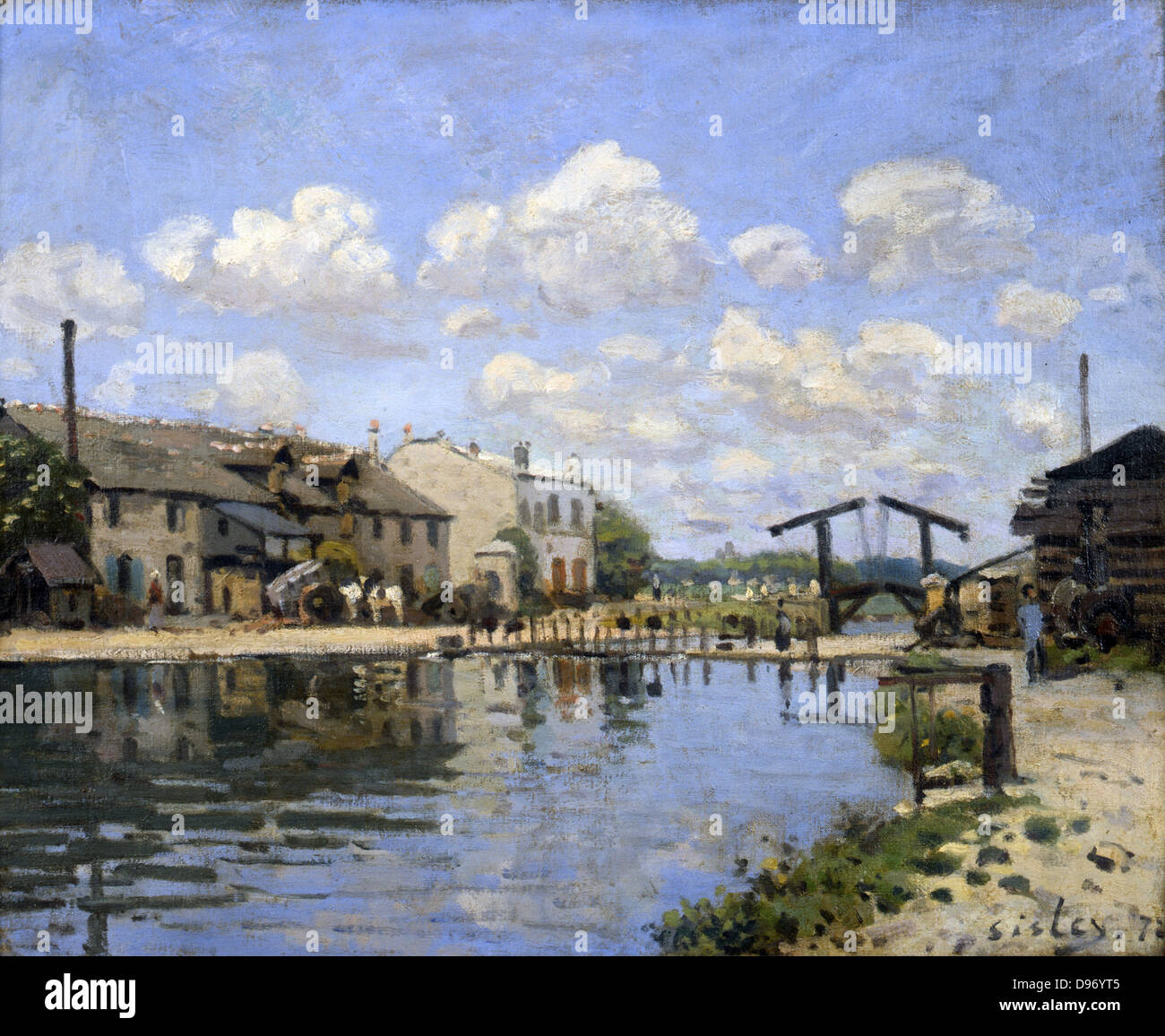 Blick auf den Canal St Martin "1872: Alfred Sisley (1839-1899) französischer Maler und Grafiker. Öl auf Leinwand. Stockfoto