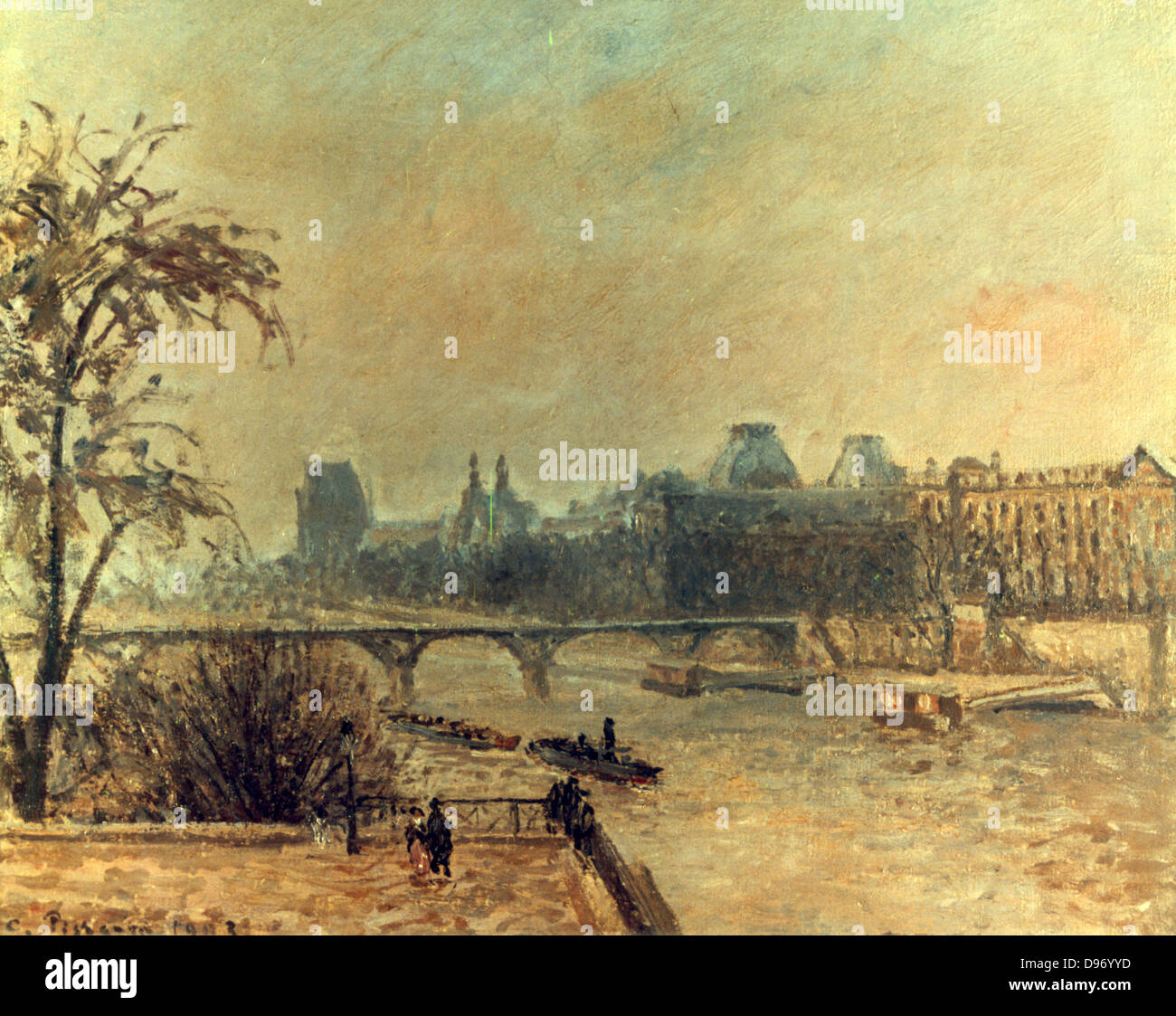 Der Seine und dem Louvre "1903: Camille Pissarro (1830-1872) Fench Künstler. Öl auf Leinwand. Stockfoto