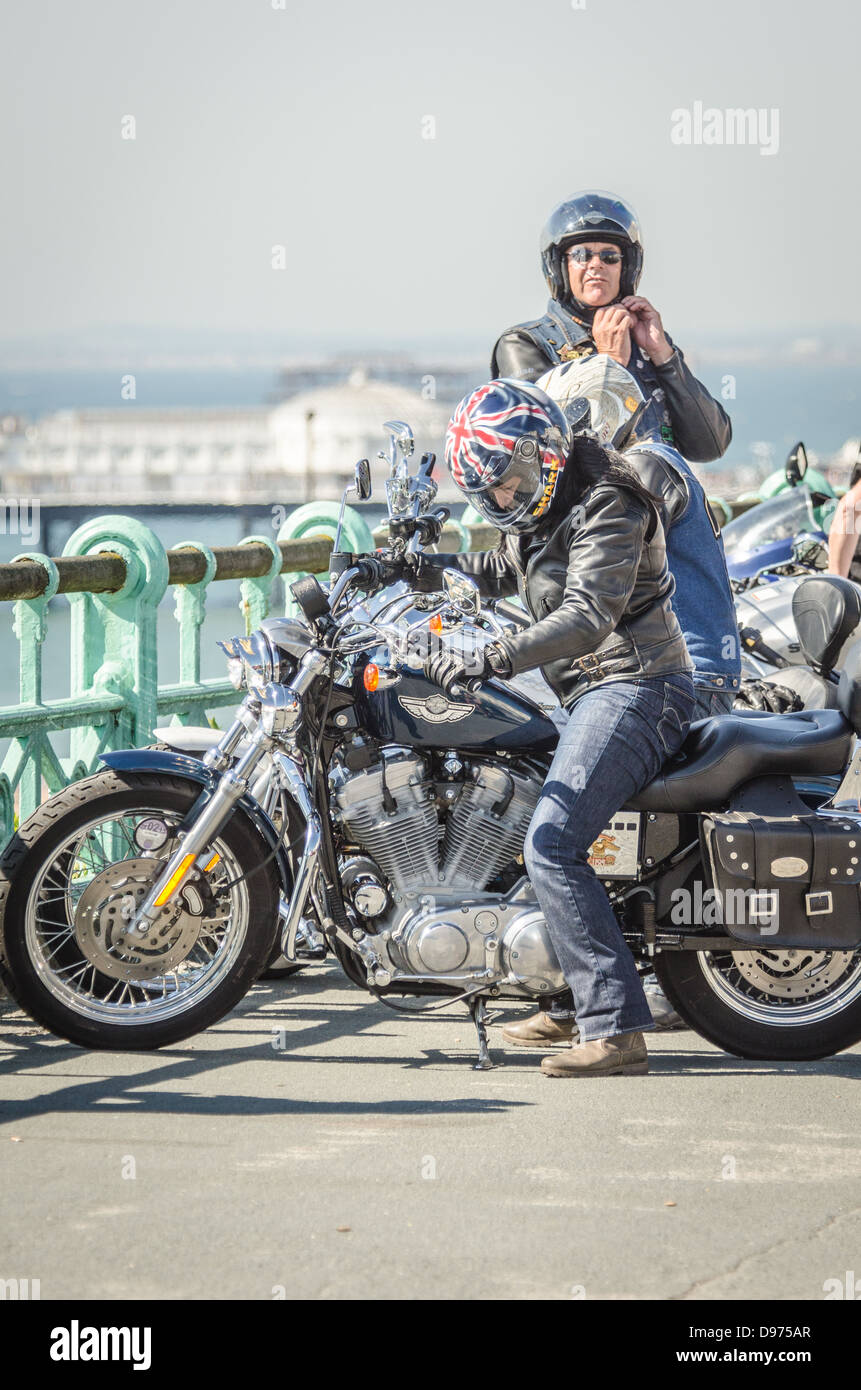 Biker in Brighton Seafront Stockfoto