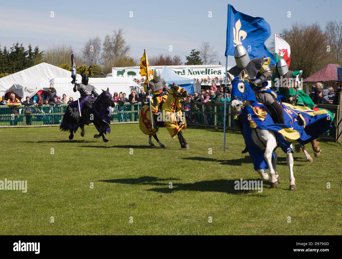 Reenactment-Event mit Anzeige der Ritter Ritterturniere, Mitte und West Suffolk Show, England Stockfoto