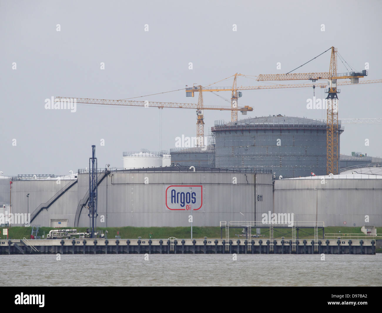Argos Öl Firma Lagerhalle im Hafen von Rotterdam Niederlande Stockfoto