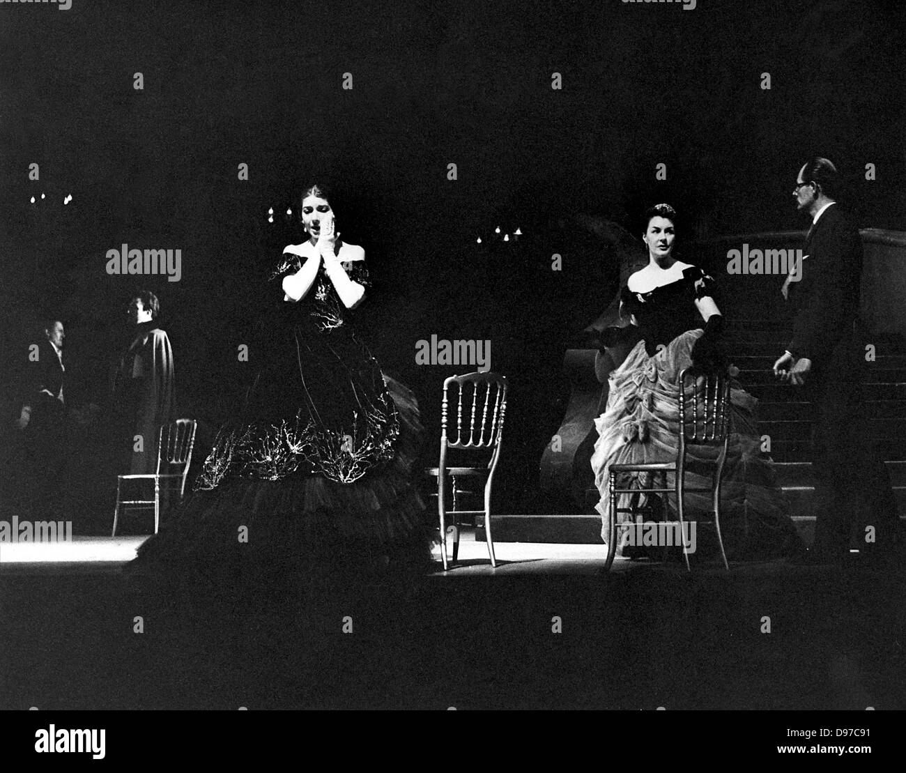 MARIA CALLAS (1923-1977) als Violetta in La Traviata am Londoner Royal Opera House im Jahr 1958 Stockfoto