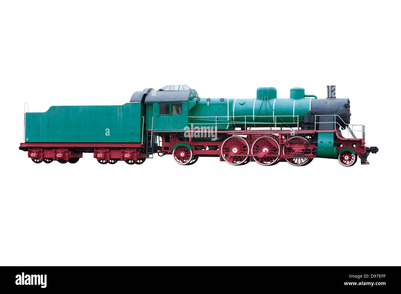 Alten Dampf-Lokomotive, seitliche Ansicht (isoliert) Stockfoto