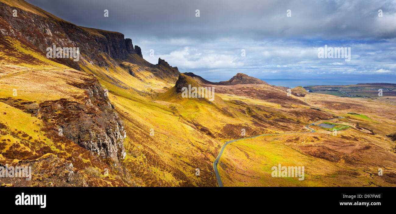 Der Quiraing eine gespenstische Landschaft am Nordrand der TheTrotternish Halbinsel Isle Of Skye Highlands Schottland Großbritannien GB EU Europa Stockfoto