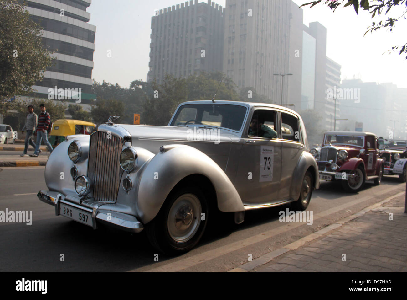 Parken am Staatsmann Vintage and Classic Car Rally, Delhi, Indien, Februar 2012. Stockfoto