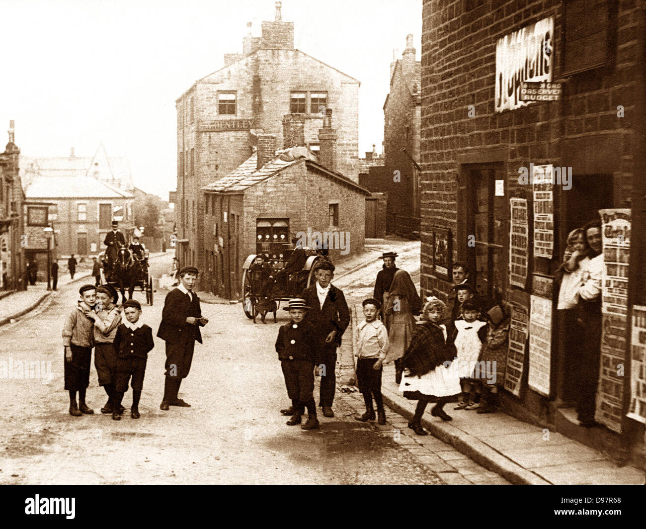 Farsley Stadt Street 1900 Stockfoto