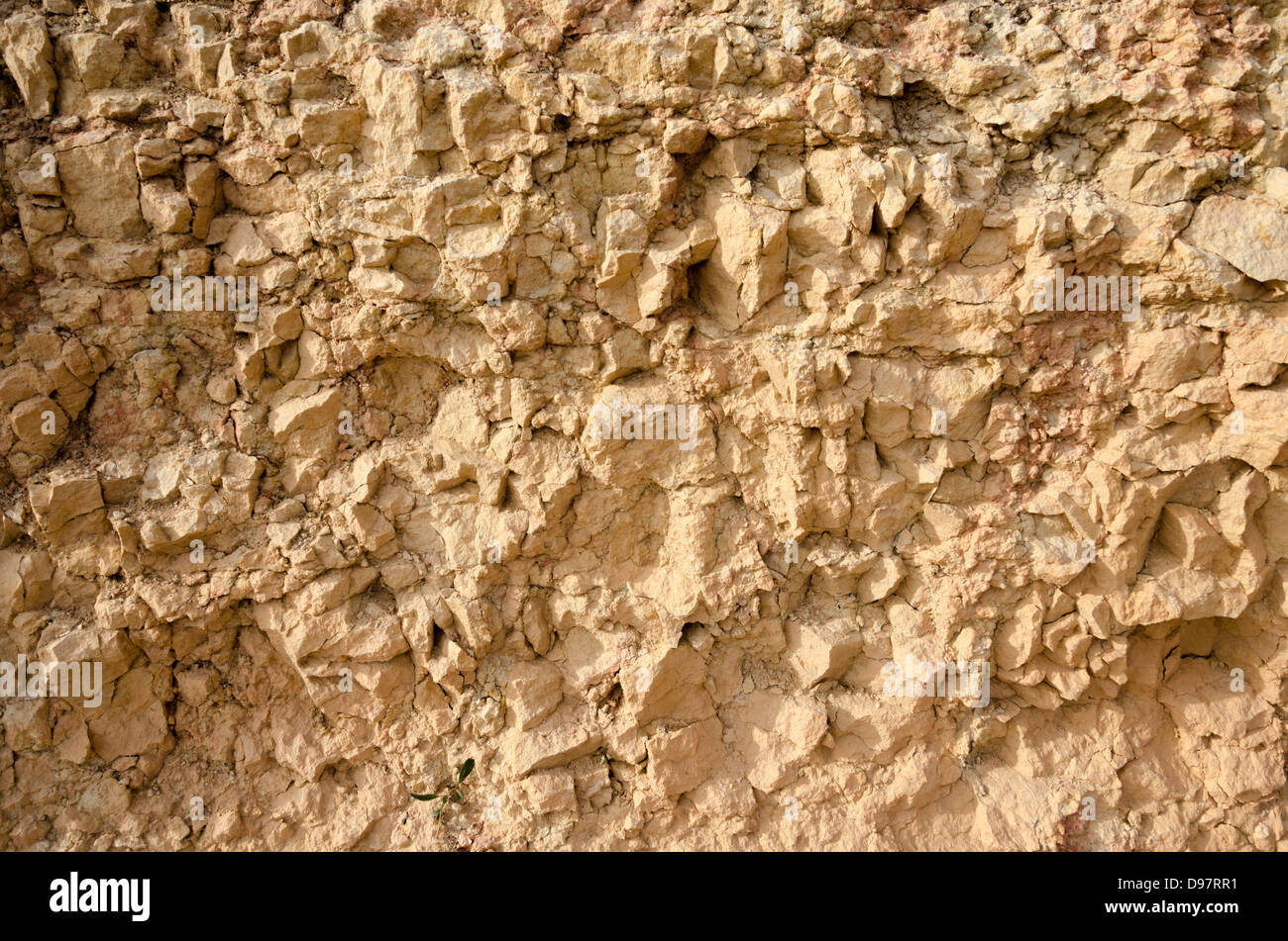 Detail von einer rauen Felswand hautnah Stockfoto