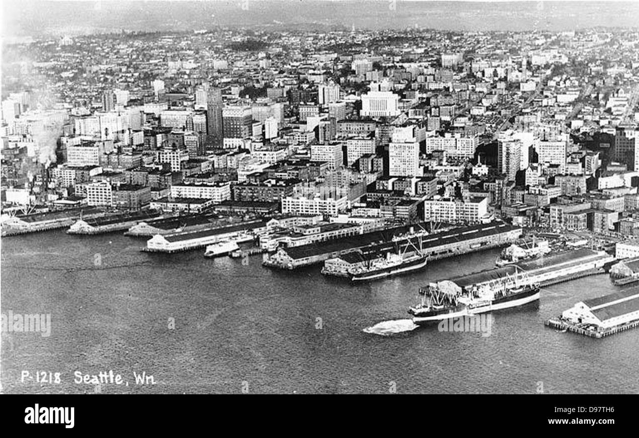 Luftaufnahme der Waterfront, Seattle Stockfoto