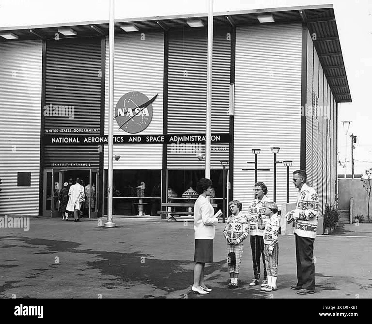 NASA Space zeigen außen, NASA erste große Versuch, die Geschichte von der U.S. Space Programm grafisch Jahrhundert 21 Ausstellung, Seattle, Washington Stockfoto