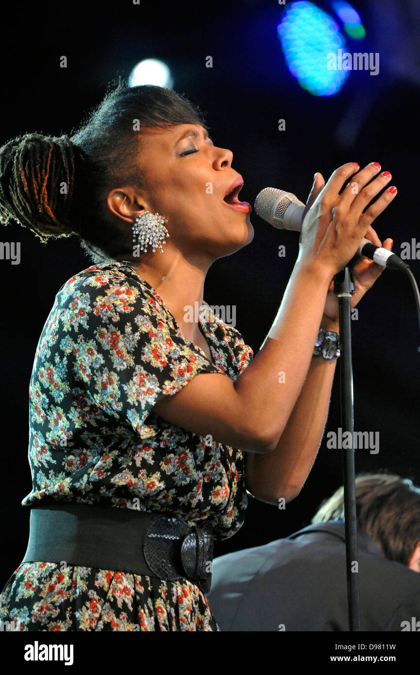 US-amerikanische Jazzsängerin China Moses im Konzert in Stockholm Jazz Fest. Stockfoto