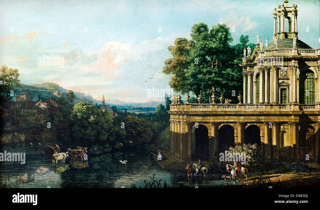 Bernardo Bellotto, genannt Canaletto, architektonische Caprice mit einem Palast 1765-1766-Öl auf Leinwand. Bilbao Fine Arts Museum, Bilba Stockfoto