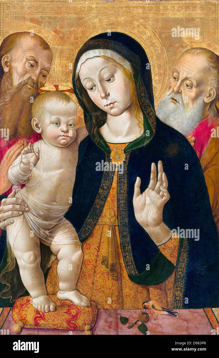 Bernardino Fungai, Madonna mit Kind und zwei heiligen Einsiedler. Frühe 1480s. Tempera auf Verkleidung. Das J. Paul Getty Museum. Stockfoto Bernardino Fungai, Madonna mit Kind und zwei heiligen Einsiedler. Frühe 1480s. Tempera auf Verkleidung. Das J. Paul Getty Museum. Stockfoto