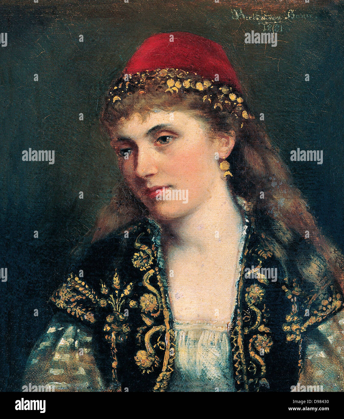 Bertha von Bayer, Bildnis einer Frau. des 19. Jahrhunderts. Öl auf Leinwand. Pera Museum, Istanbul. Stockfoto