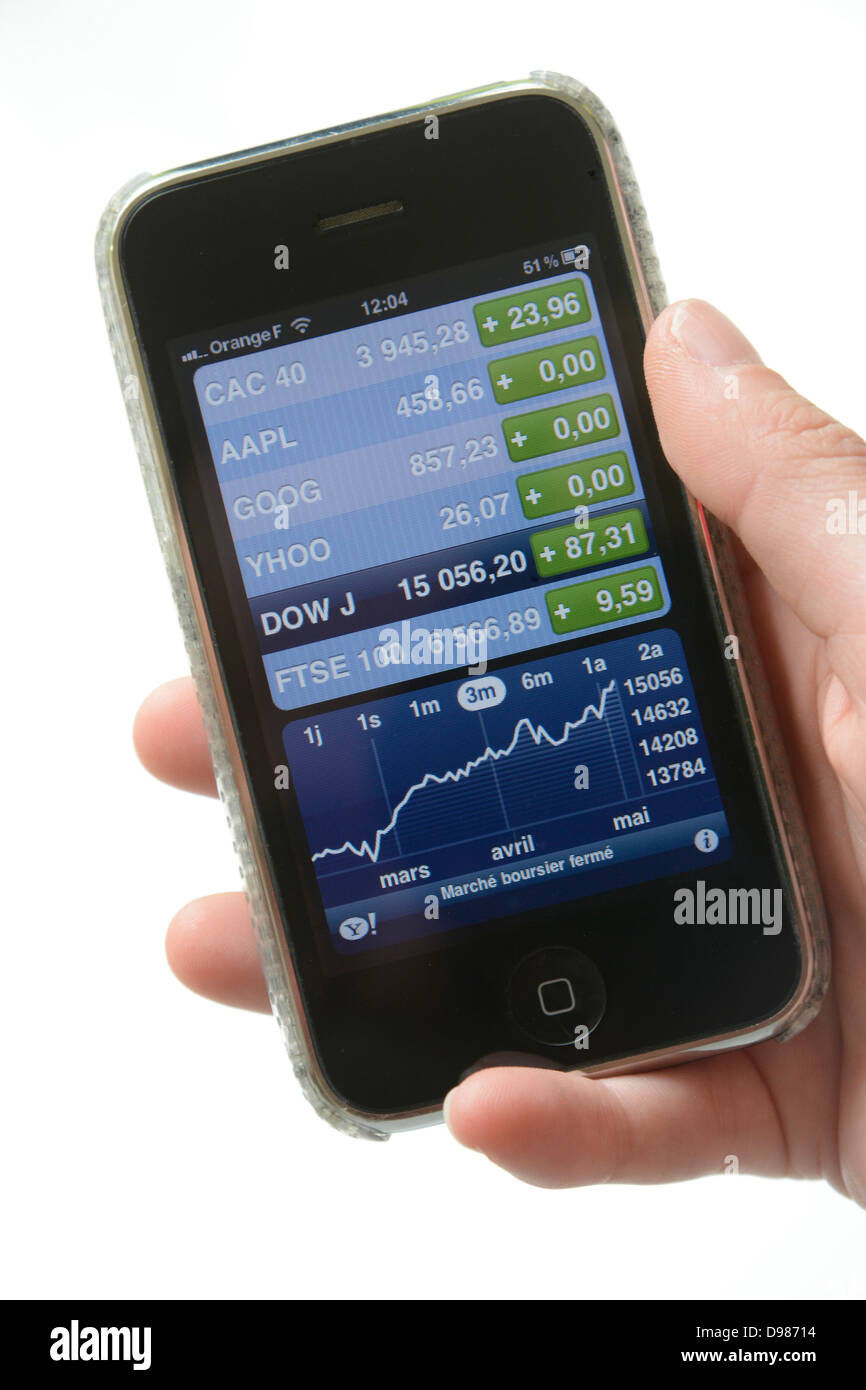 Aktien und Anteile auf dem iPhone Stockfoto