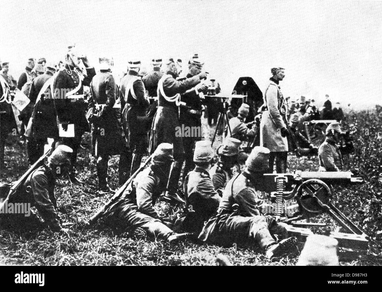 Der Kaiser bei Prozessen der Schnellfeuer-Kanonen. Stockfoto