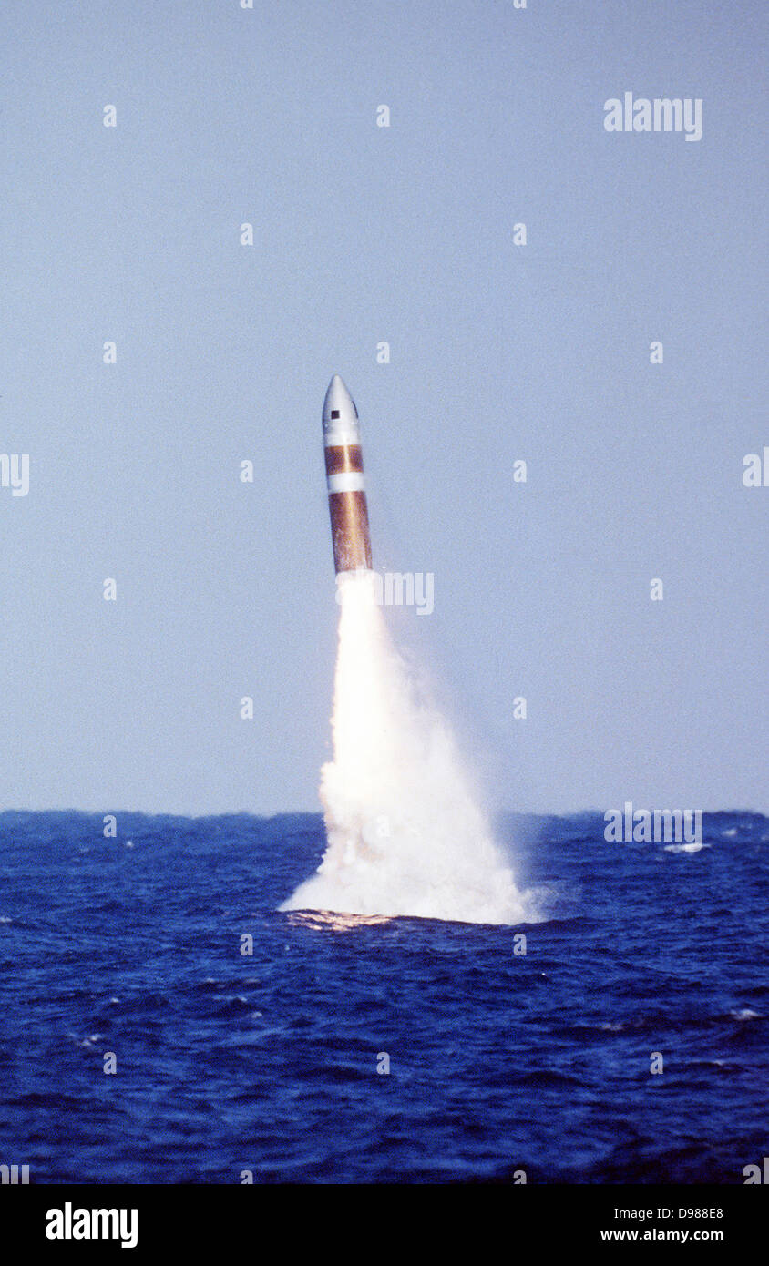 Das Poseidon Flugkörper war der zweite US Navy Ballistic Missile Systems, die durch eine zweistufige Rakete mit festen Brennstoffen angetrieben. Es gelang, die Polaris Rakete Anfang 1972, die große Fortschritte in der sprengköpfe und Genauigkeit. Es wurde von Trident ich 1979 und Trident II in 1990 Stockfoto
