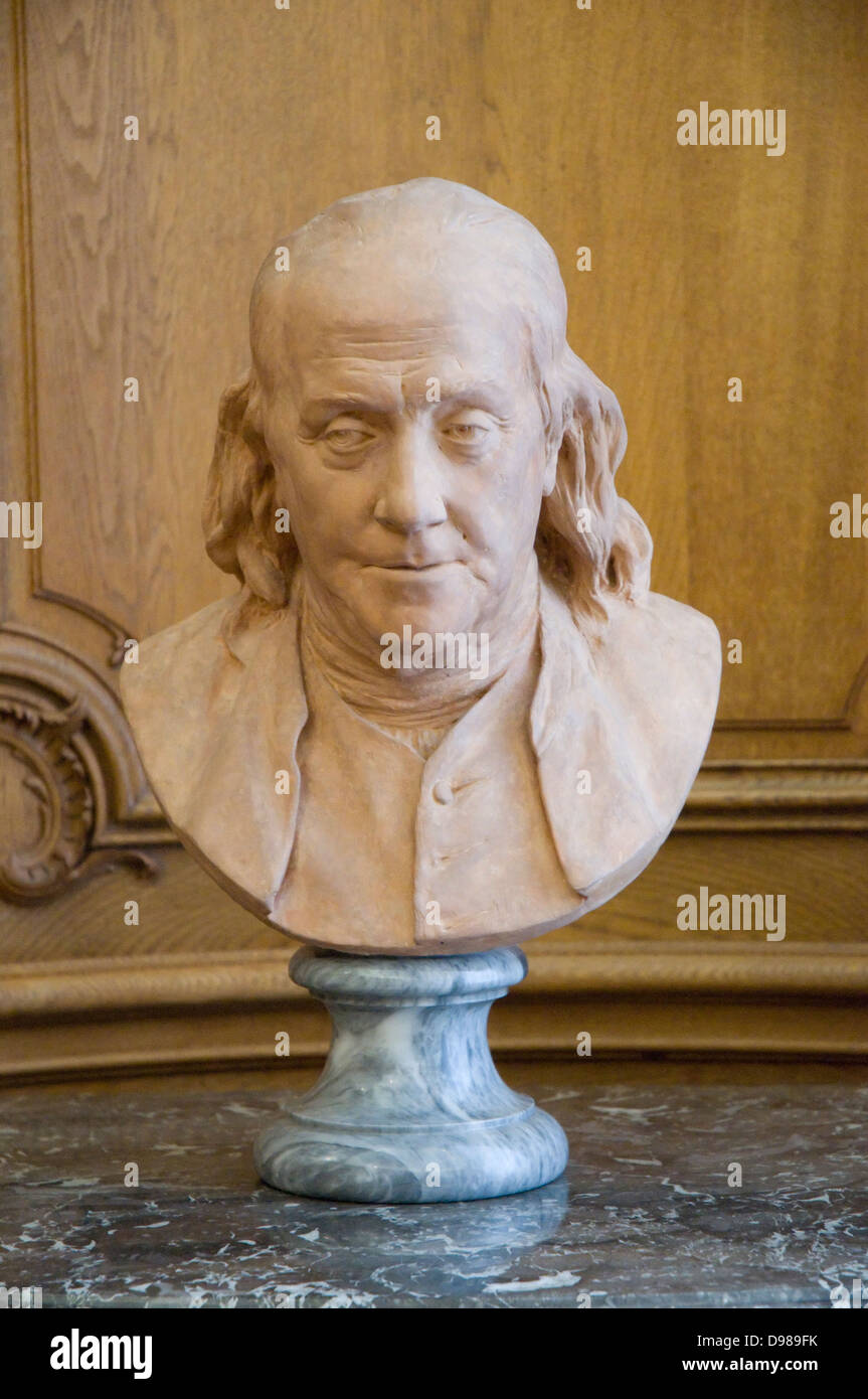 Jean-Antoine Houdon Benjamin Franklin Terrakotta - 1778 Petit Palais Museum Paris - Frankreich Stockfoto