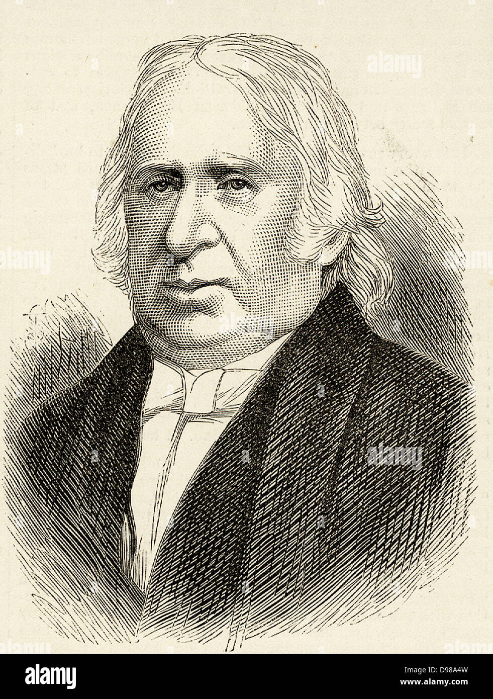 Edward Pease (1767-1858) Deutsch Bahn Projektor. Der erste Pkw Bahn zwischen Stockton und Darlington gebaut. Gravur. Stockfoto