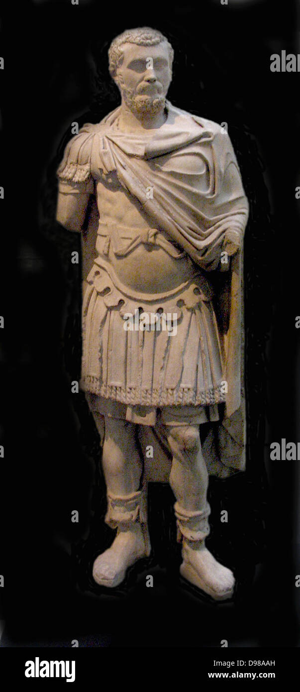Marmor statue des Kaisers Septimus trennt, in Uniform zu sehen war eine sehr erfahrene Allgemein. Roman, aus Alexandria, Ägypten. Stockfoto