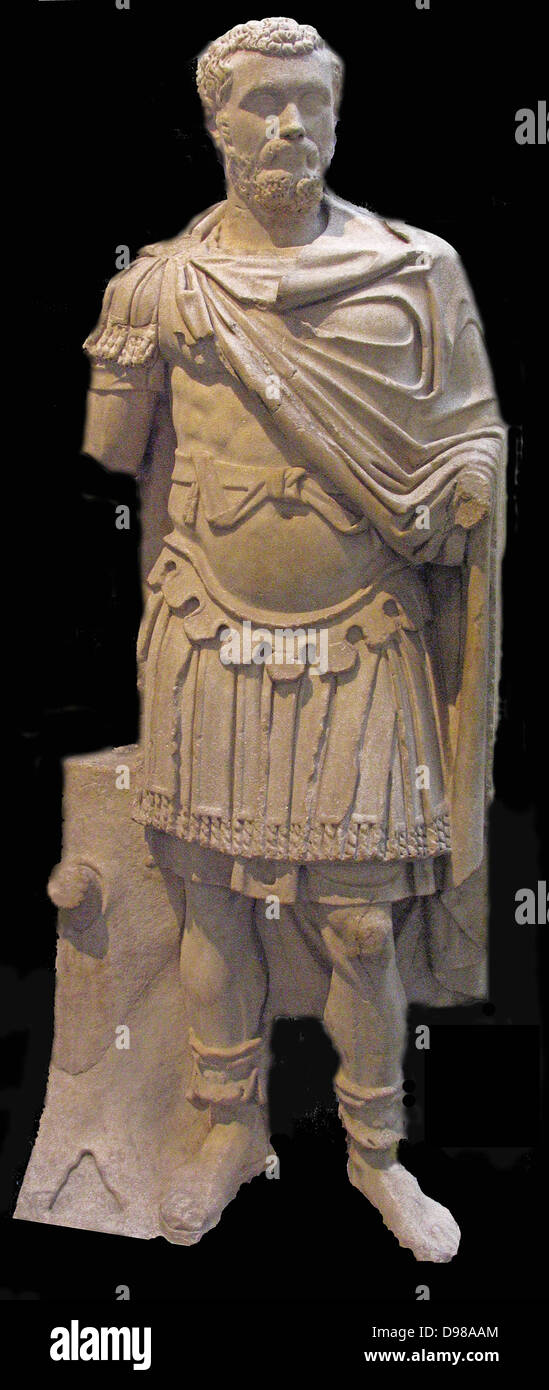 Marmor statue des Kaisers Septimus trennt, in Uniform zu sehen war eine sehr erfahrene Allgemein. Roman, aus Alexandria, Ägypten. Stockfoto