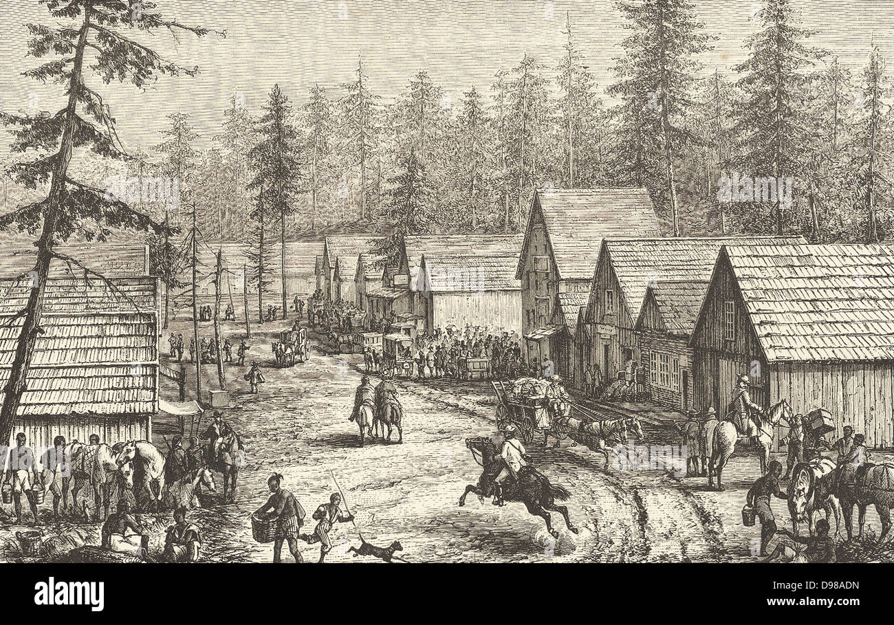 Beschäftigt Straßenszene am Cisco Station, Kalifornien, c1875. Gravur. Stockfoto