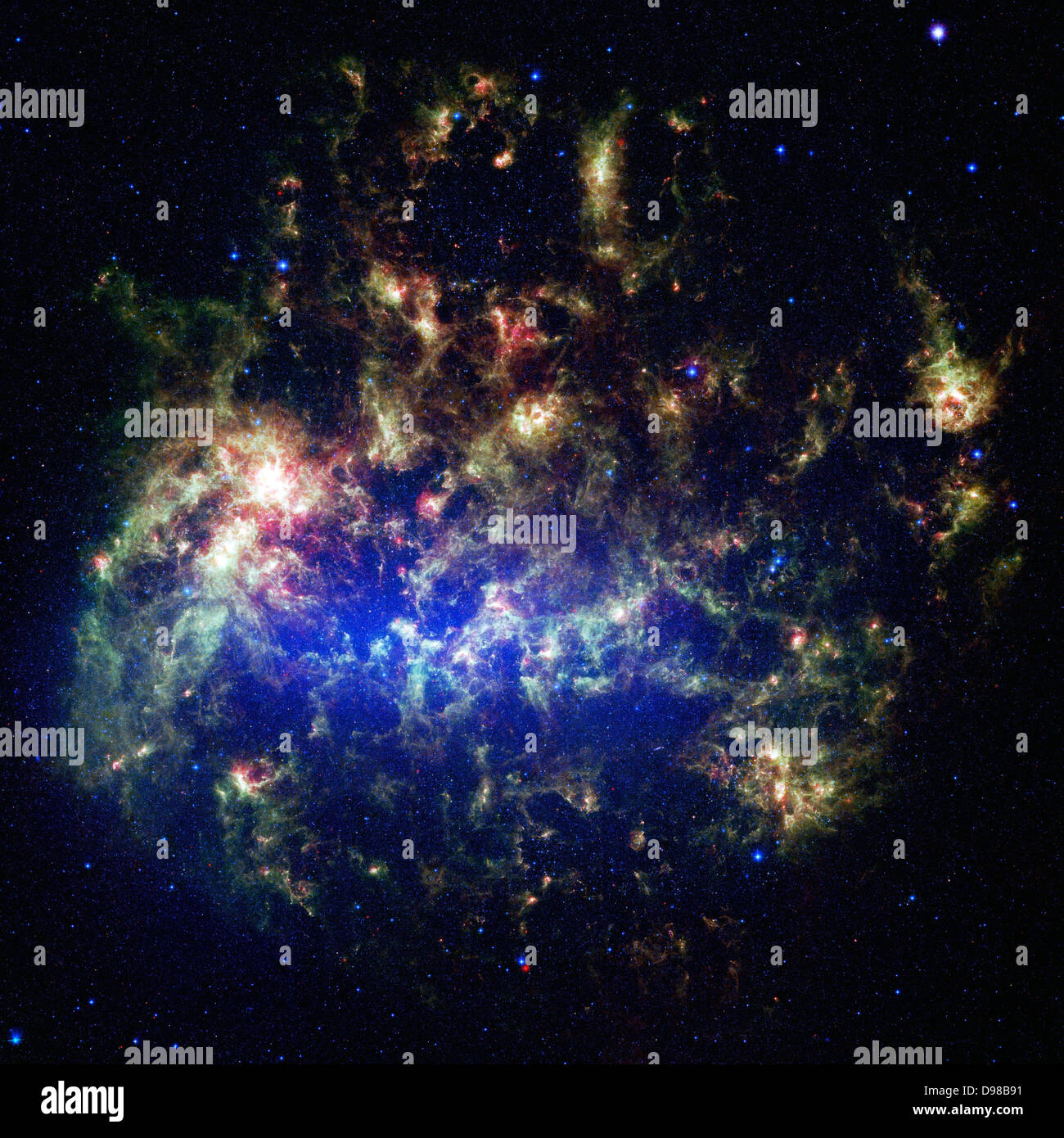 Spitzer-Weltraumteleskop Bild der großen Magellanschen Wolke, einer Satelliten-Galaxie, um unserer eigenen Milchstraße. Die Infrarot Stockfoto