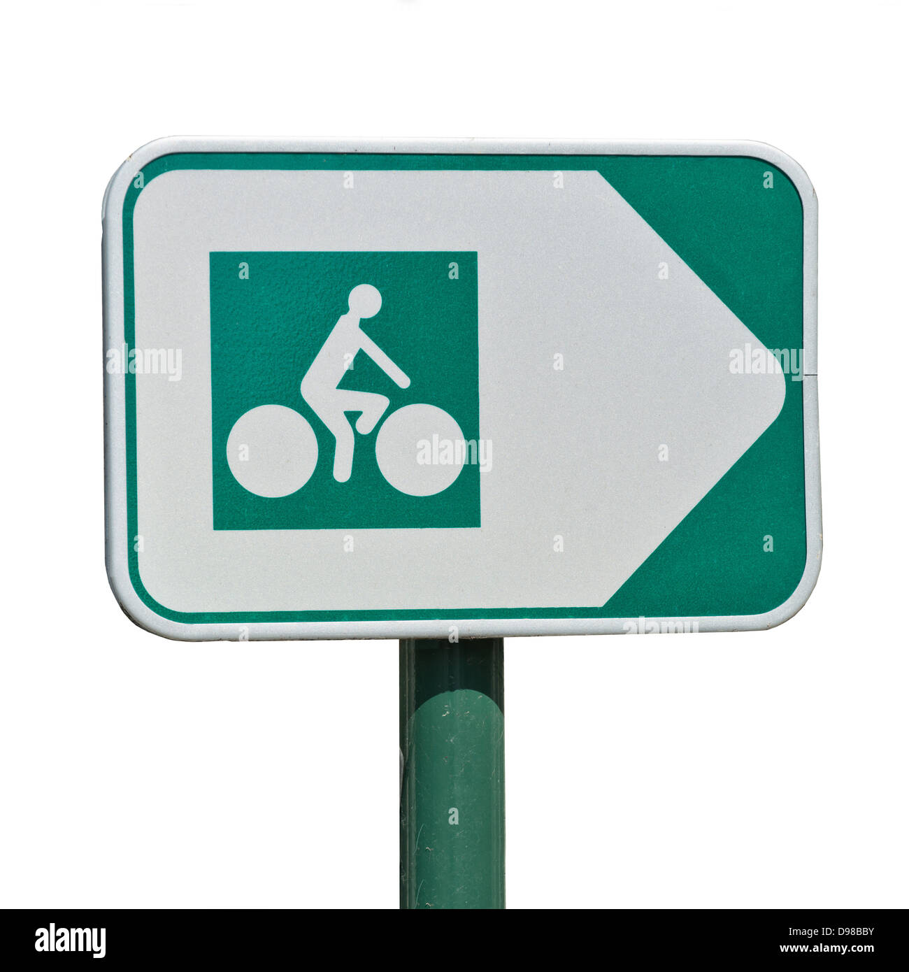 Ein Schnitt aus einer französischen Straßenschild auf einen Beitrag zeigt die Richtung einer Radroute Stockfoto