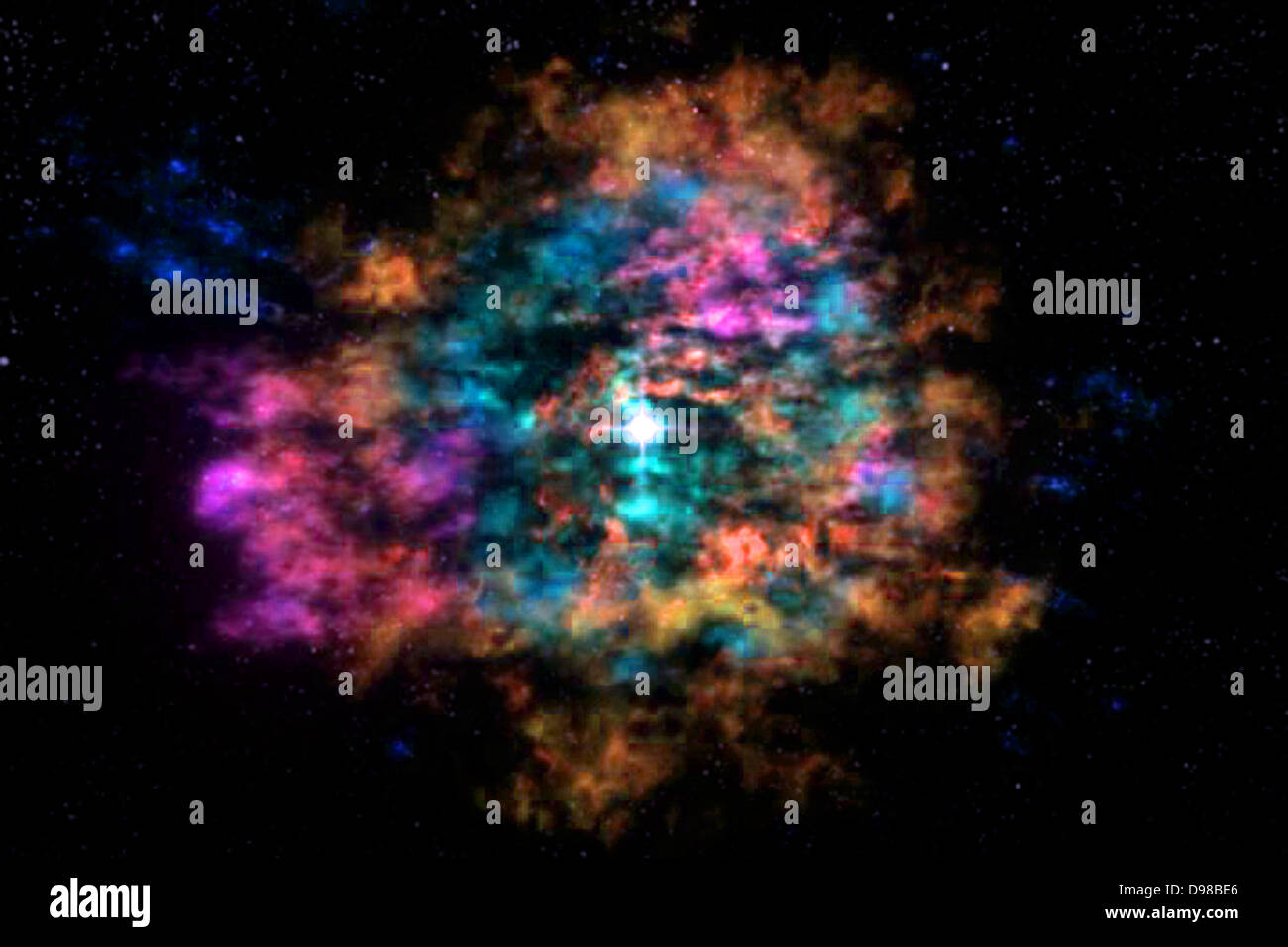 Zum ersten Mal wurde eine multiwavelength dreidimensionale Rekonstruktion von einem Supernova-Überrest erstellt. Dieses beeindruckende Stockfoto