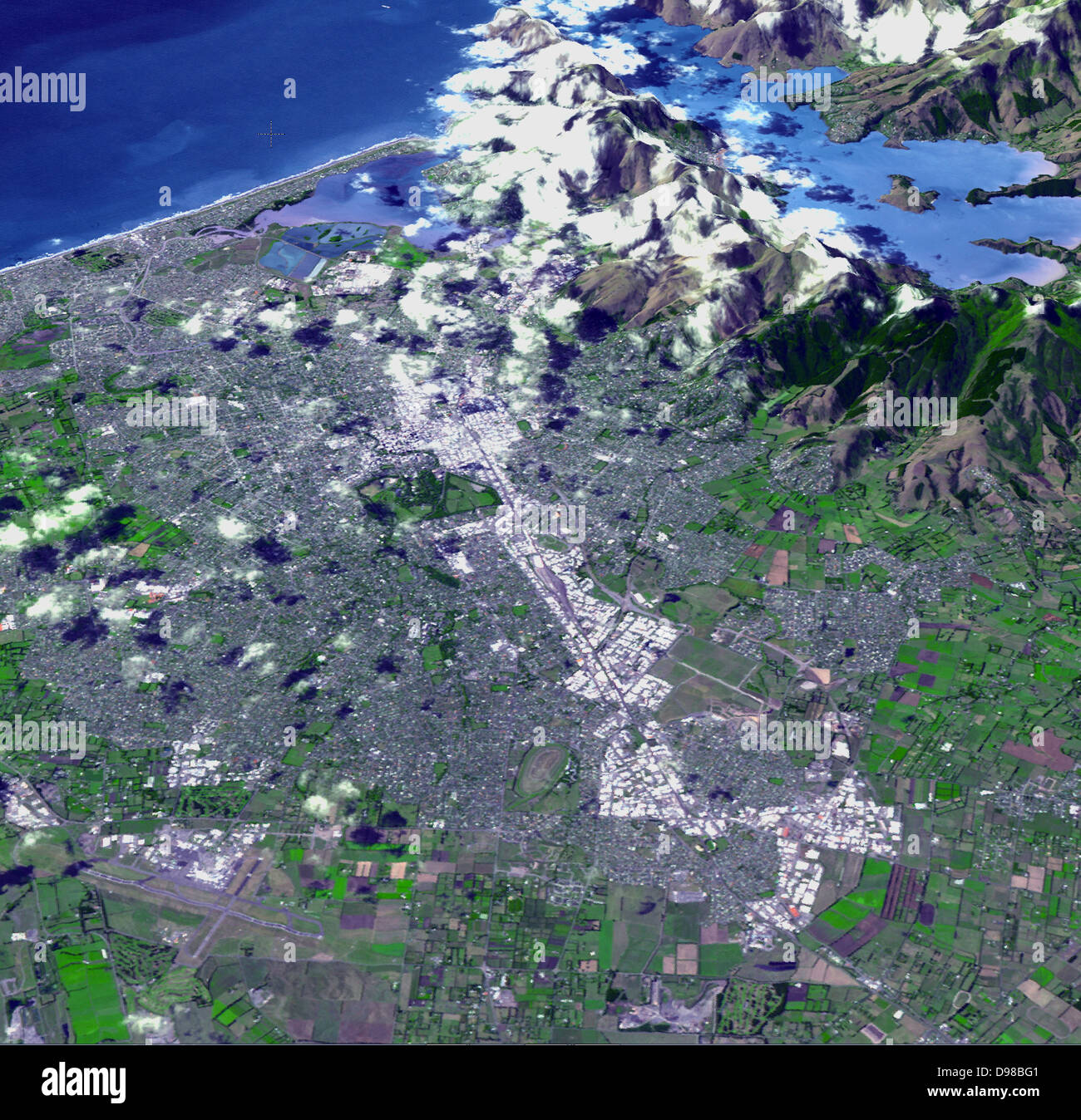 Um 12:51 Ortszeit am 22. Februar 2011 wurde von einem starken Erdbeben 6.3 Neuseelands Südinsel erschüttert. Stockfoto