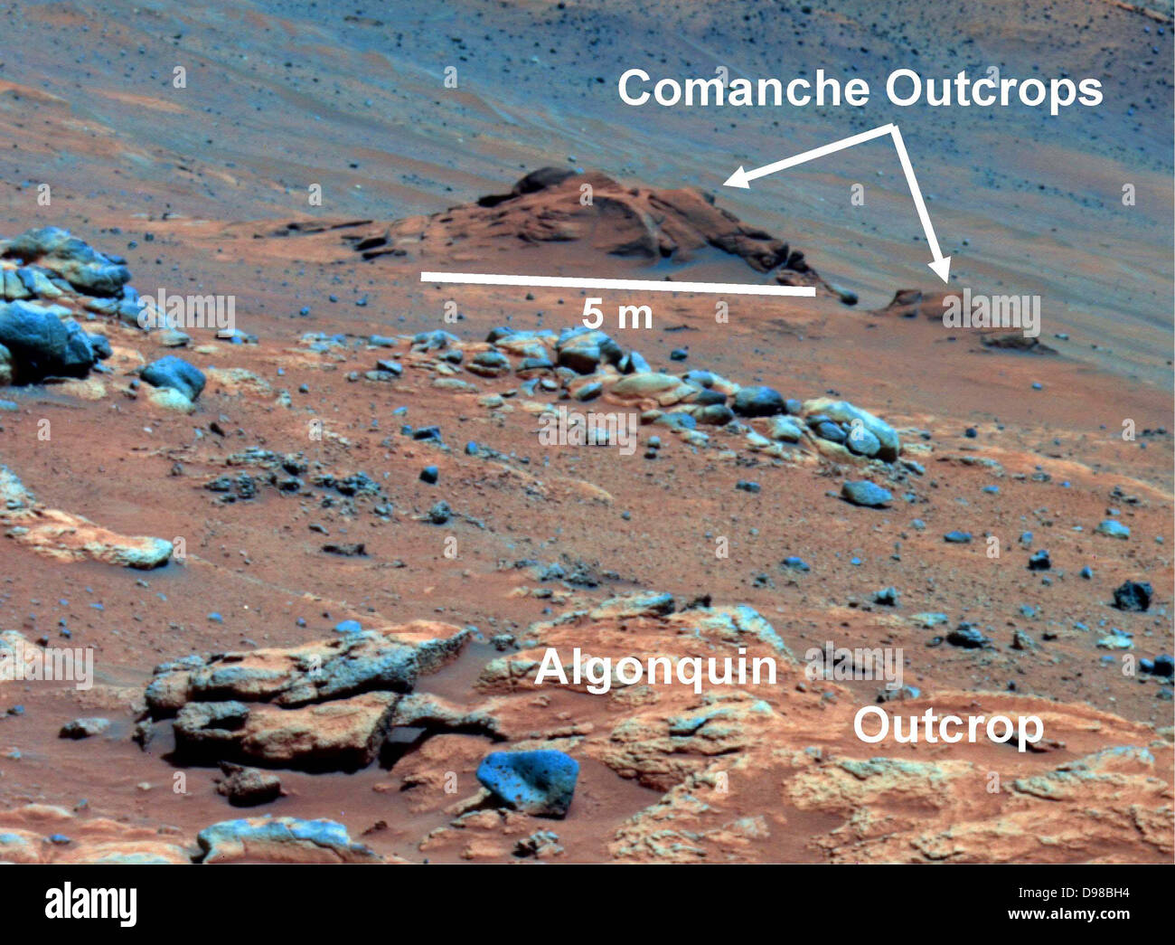 Comanche Felsvorsprung auf dem Mars zeigt gastfreundlich Vergangenheit Stockfoto