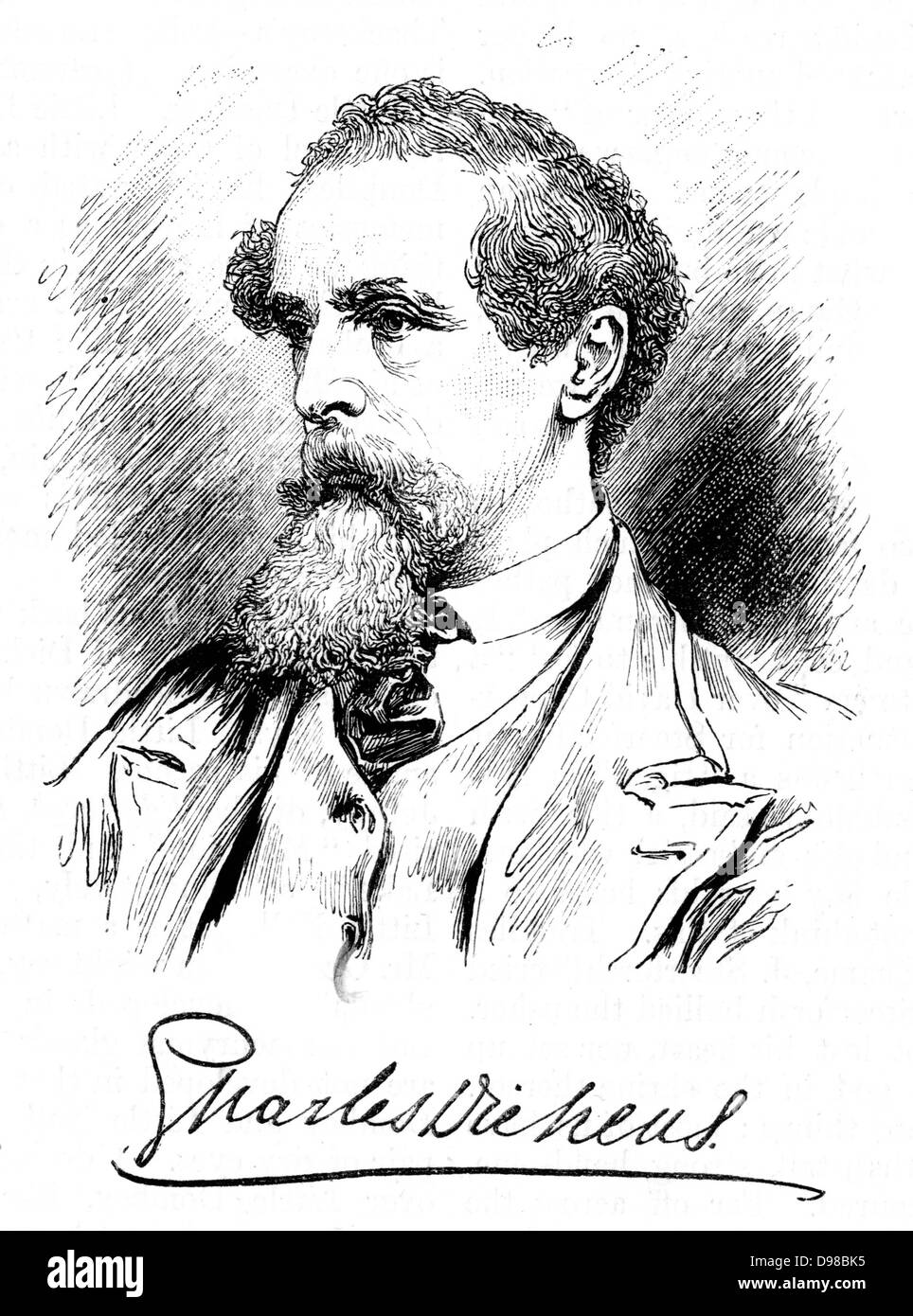 Charles Dickens (1812-70), englischer Schriftsteller und Journalist. Gravur. Stockfoto