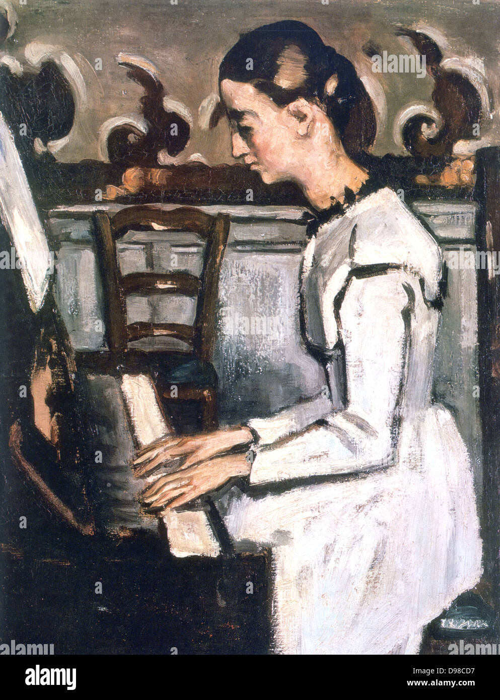 Mädchen am Klavier - Ouvertüre zu "Tannhäuser" (c1868-1869) Detail. Gemälde von Paul Cézanne (1839-1906) französische Post-Impressionisten Maler. Stockfoto