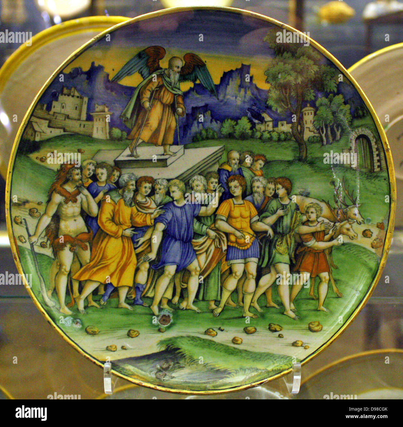 Schale, Alexander der große und Diogenes.  Kreis von Baldassare Manara, Faenza, um 1535 1540. Stockfoto