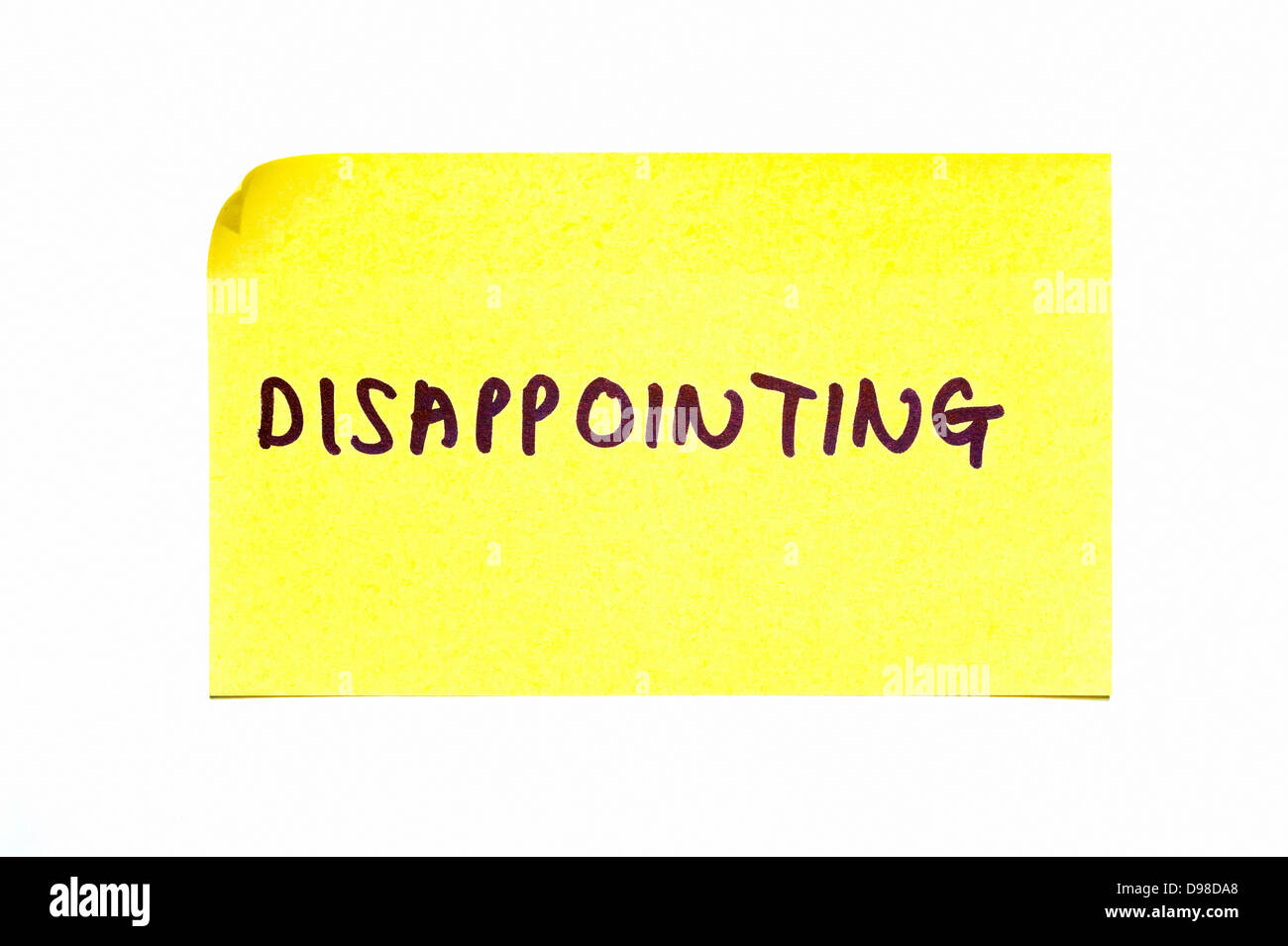 "Enttäuschend", geschrieben auf einem gelben post-it note Stockfoto